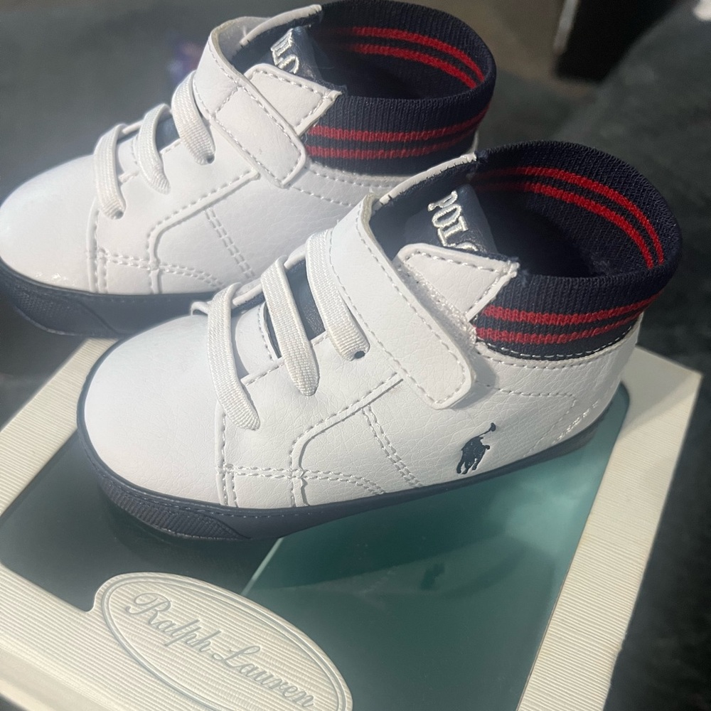Polo 4c shoes for toddler. Worn once for pictures. Still like new in box.